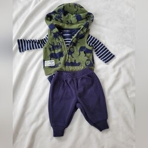 Just One You "Hear me Roar" fleece hooded vest safari animal 3pc outfit Newborn